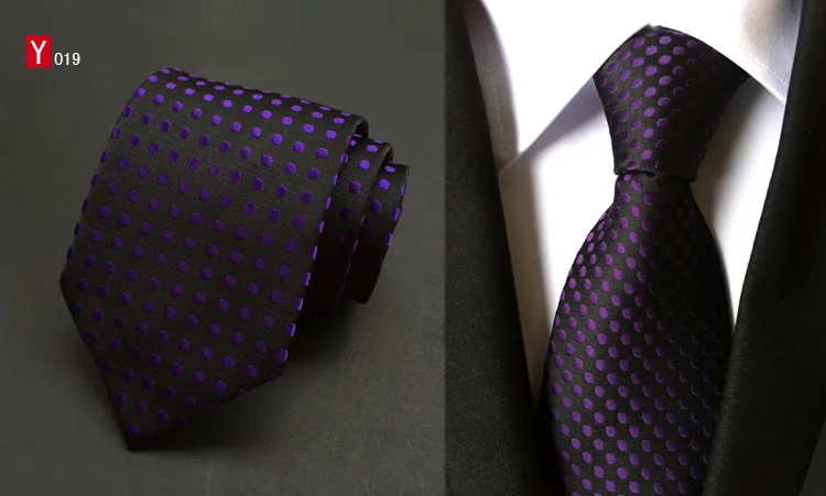 23 стиля моды горошек красные галстуки для мужчин 8 см шелковый галстук синий черный Одноцветный жаккардовый тканый бизнес Свадебные Галстуки