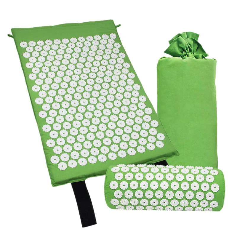 

Acupressure Massage Mat with Pillow for Stress/Pain/Tension Relief Body relax(green)