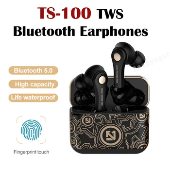 

TS-100 TWS Wireless Bluetooth Earphones 5.0 Sports HIFI Stereo Noise Cancelling Waterproof Headset wireless Earbuds Charging Box