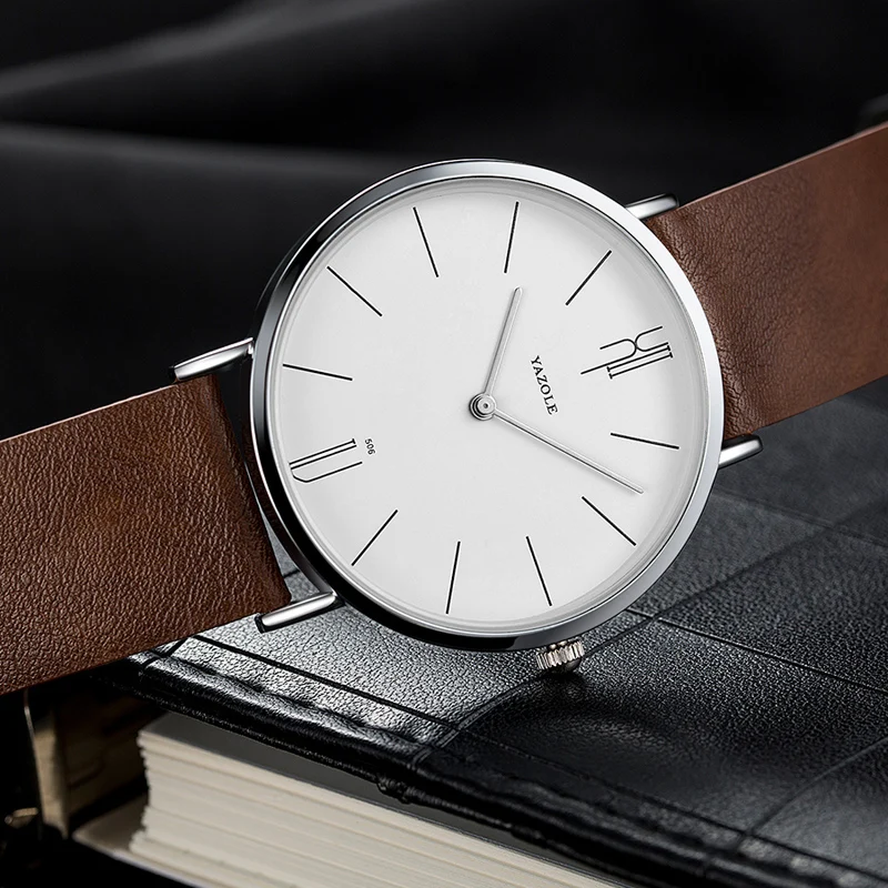 New Men's Watch Minimalist Modern Creative Quartz Watch For Men UltraThin Leather Casual Male Wristwatch Clock Relogio Masculino