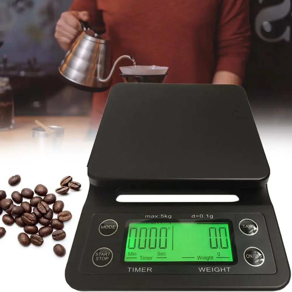 

LCD Digital Electronic Drip Coffee Scale with Timer 3kg 5kg 0.1g Black Kitchen Baking Coffee Weight Balance Scale Timer