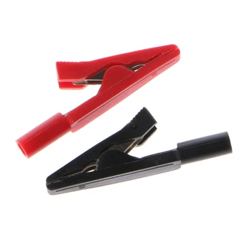 

2Pcs Black+Red Connector Insulated Alligator Clip For Instruments and Apparatuses testing Clamp Jumper Line