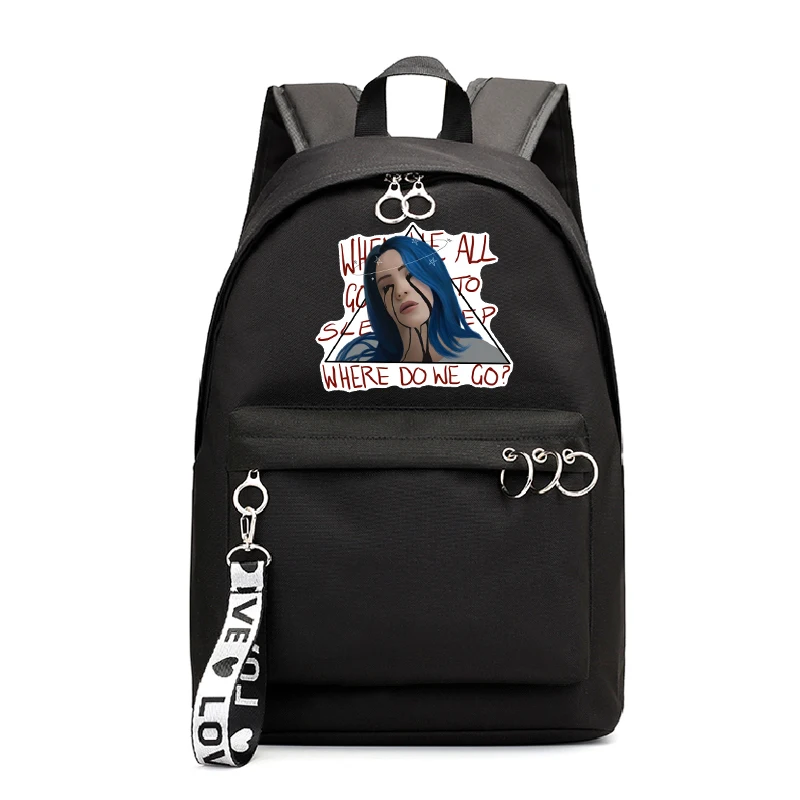 Billie Eilish рюкзаки для путешествий Черный Розовый Рюкзак Mochila школьные сумки для девочек-подростков Tassen холст Sac Dos Femme Bookbag