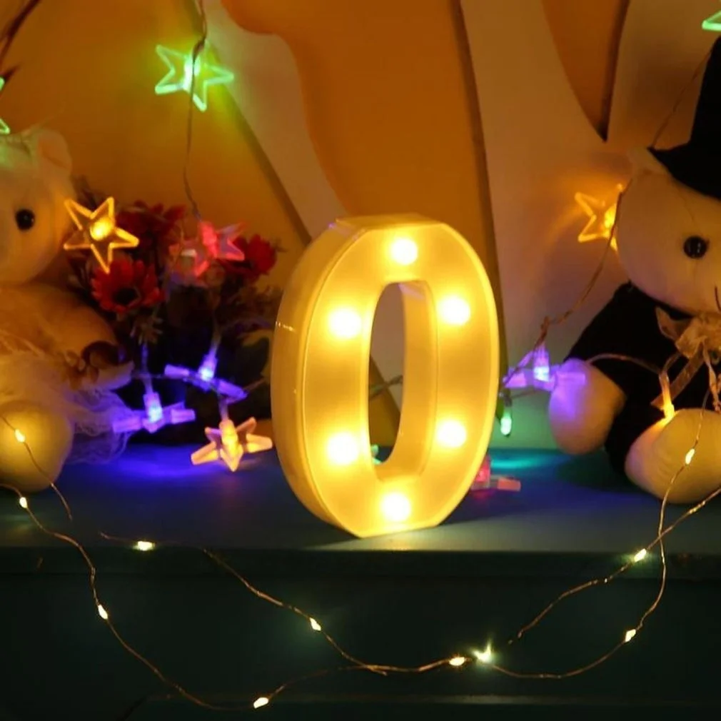 Рождество Свадьба Романтический 3D 26 букв алфавит и номер Вечерние огни Светодиодный настенная лампа в помещение подвесной ночной Светильник рождественские огни