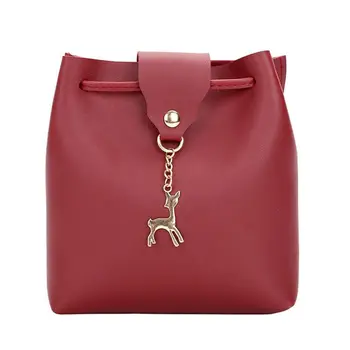

Small Bag Women Deer Bucket Bag Handbags Ladies Satchel Mini Shoulder Messenger Bags Simple Design Cross Body Bag(Red)