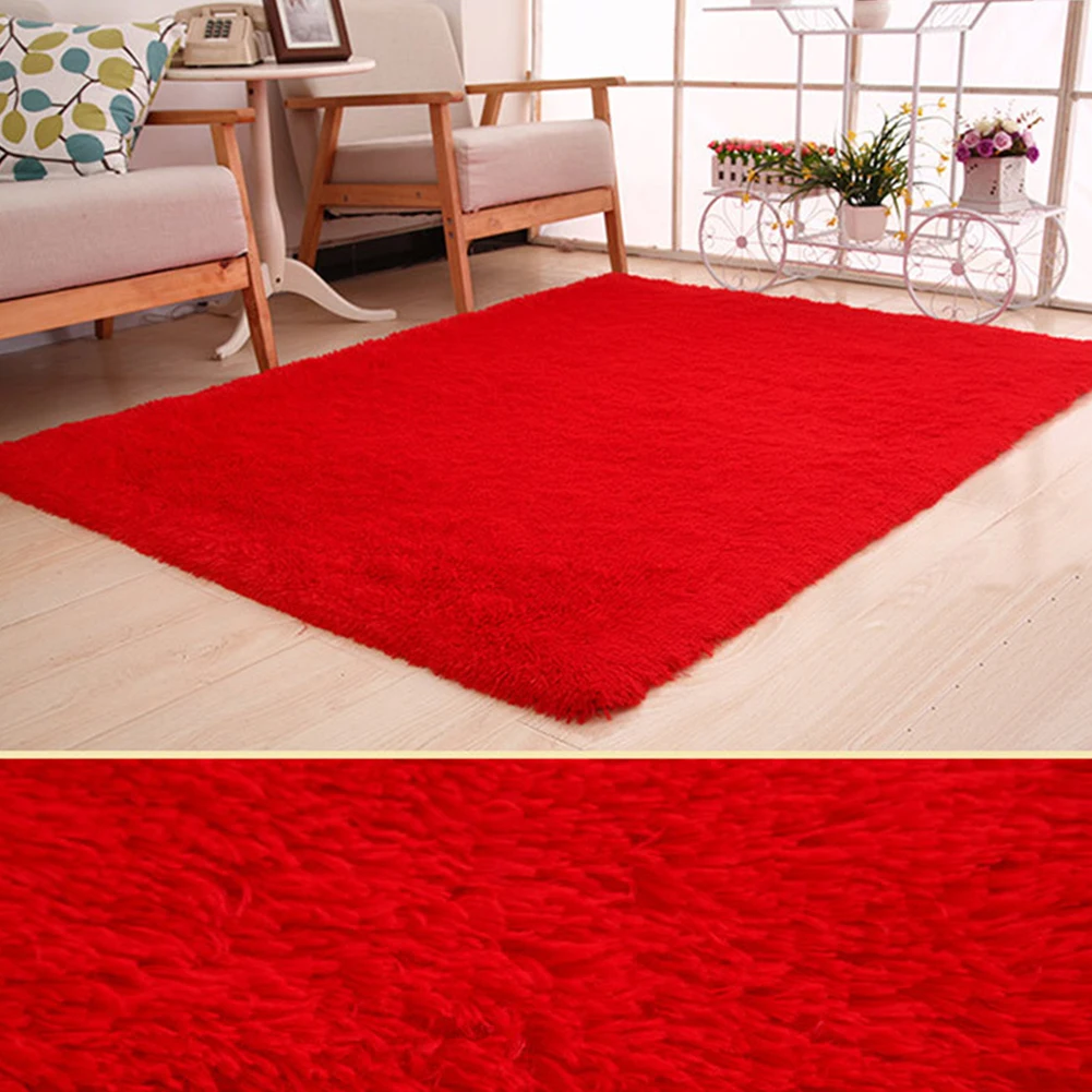 10 цветов 120x160 см большая плюшевая лохматая утолщенная мягкая ковровая зона ковер коврики для столовой гостиной спальни домашнего офиса - Цвет: Red