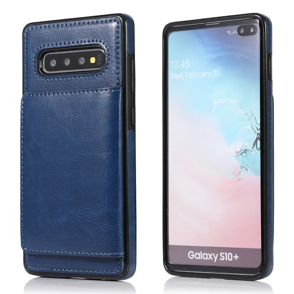 Держатель для карт, чехол-бумажник для samsung Note 10, 9, 8, S10, S9, S8 Plus+ S10e, роскошный Магнитный Кожаный противоударный защитный чехол-подставка