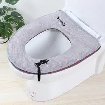 

Bathroom Toilet Seat Cover Mat Waterproof Toilet Seat Zipper Pad Cover Cute Cat Pattern Warmer Toilet Lid Cover Accessories