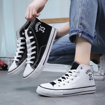 

XM33 spring new men's shoes Korean style trendy all-match canvas shoes men's student Breathable High-top shoes