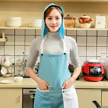 Candy Color Dustproof Oil-Proof Belt Towel Large Pocket Hair Care Apron- Blue