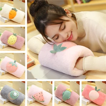 

Candice guo! cute plush toy lovely sweet peach pineapple kiwi carrot strawberry soft cylinder hand warm birthday Christmas gift