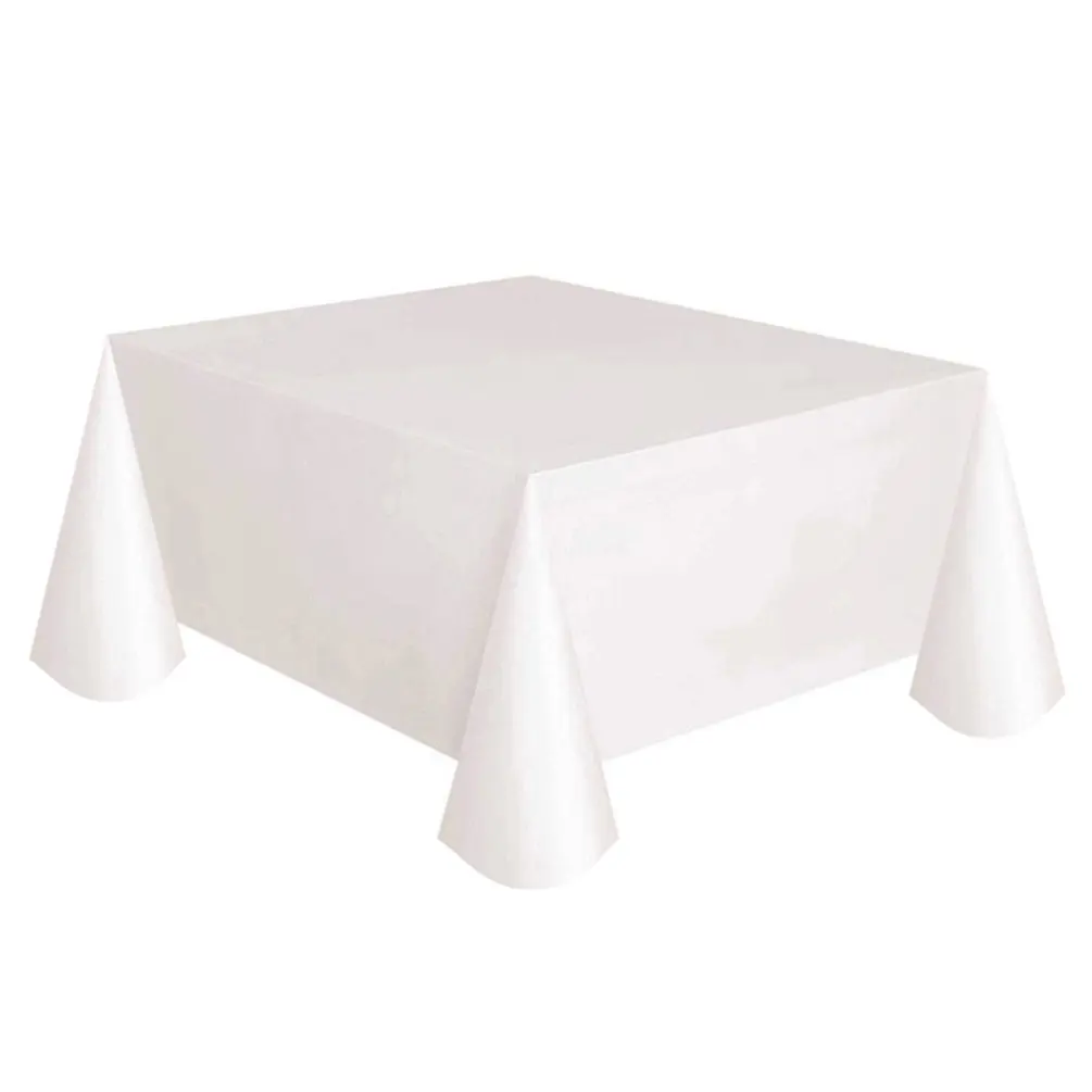 Одноразовые вечерние полиэтиленовые скатерти на день рождения, десертный стол, одноцветная скатерть 137*274 см - Цвет: white