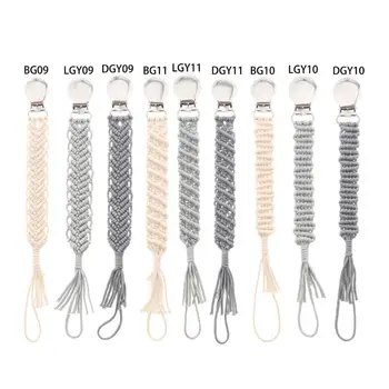 

Vintage Braided Cotton Pacifier Chain Dummy Clips Baby Pacifier Holder Straps for Boys and Girls Modern Unisex Design