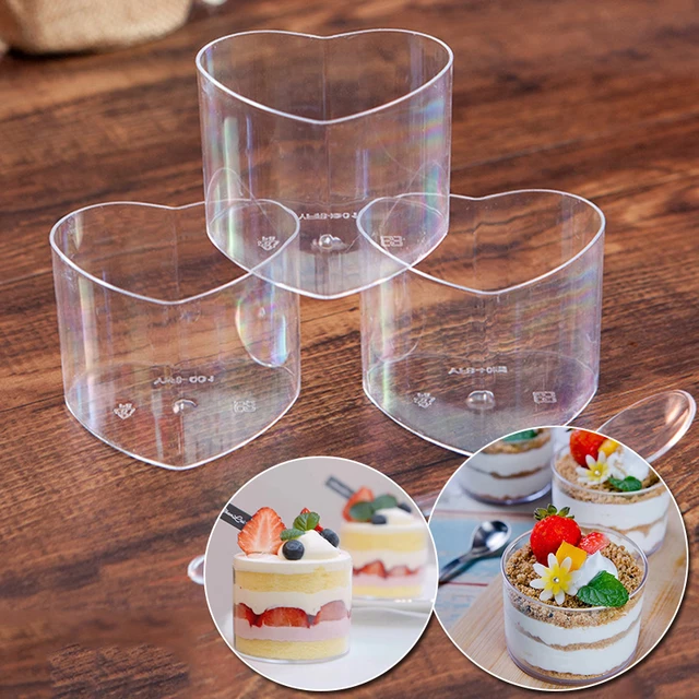 Pudding Cup Plastic Disposable Round Thickened Dessert Mug With Lid And  Spoon Tableware Yogurt Drink Food Packaging Container - AliExpress