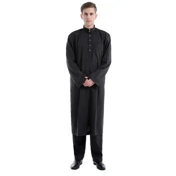 Islamic Clothing Men Muslim Robe Arab Thobe Ramadan Costumes Solid Arabic Pakistan Saudi Arabia Abaya Male Full Sleeve National
