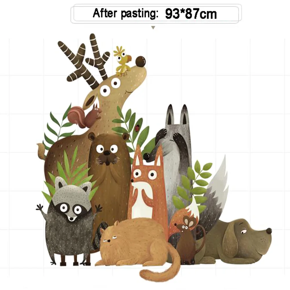 Лесные животные Лось лиса кролик Рождественские снежинки наклейки на стену для