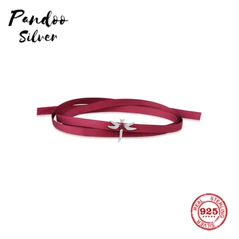 

Fashion Charm Sterling Silver Copy 1:1 Copy, Silver Dragonfly Choker-Bracelet With Synthetic Red Stone Women Monaco Jewelry Gift