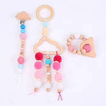 

3Pcs/Set Baby Beech Teeth Chew Toys Pacifier Clip Nipple Chain Teething Bracelet F3ME