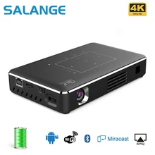 Salange-mini projetor, p10, 4k, 3d, android 9.0, led, smart, bolso, portátil, beamer, bluetooth 4.1, video game, home theater, airpay