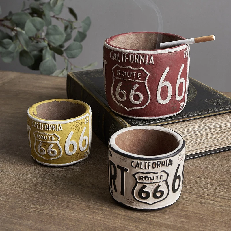 Retro style home restaurant decoration cement ashtray personality European creative bar living room hotel small decoration