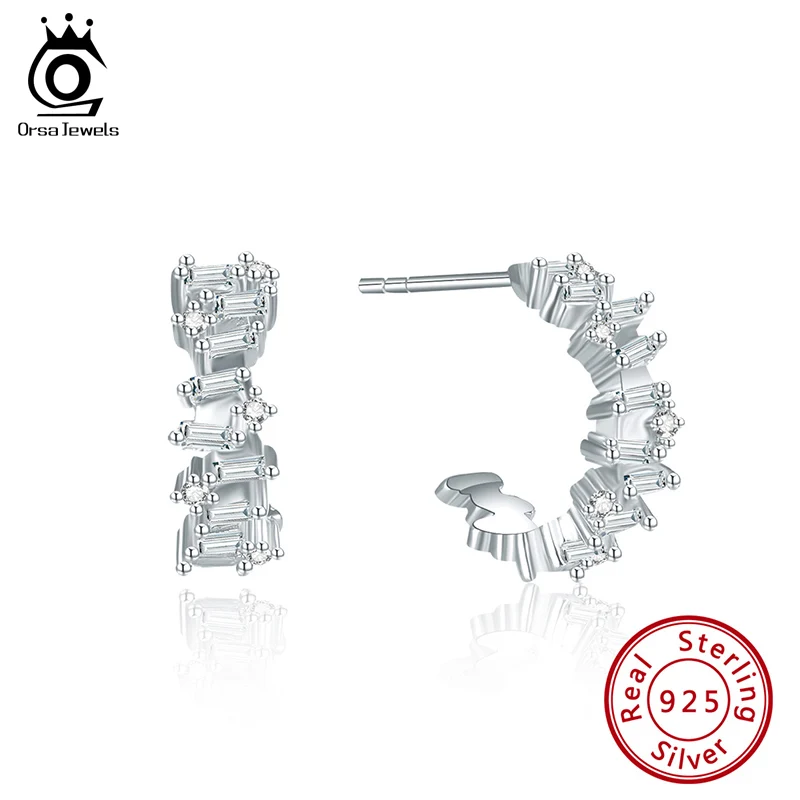 ORSA JEWELS Кольцо Личность нерегулярные изогнутые серьги из серебра 925 с AAAA Zircom15mm