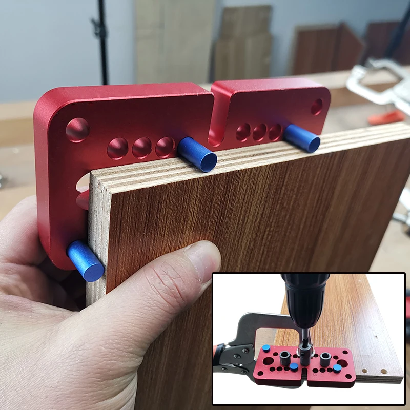 FNICEL 3 In 1 Woodworking Puncher Locator High Precision Dowelling Jig with Metric Dowel Holes Woodworking Joinery