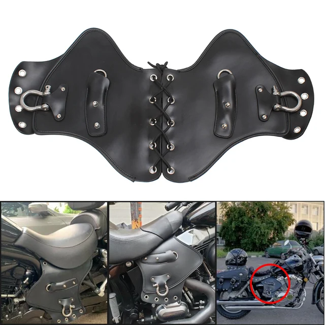 Universal Motorcycle Leather Saddle Heat Shield - PU Leather With Aluminum Insulation, Fits Harley, Honda, Yamaha & More