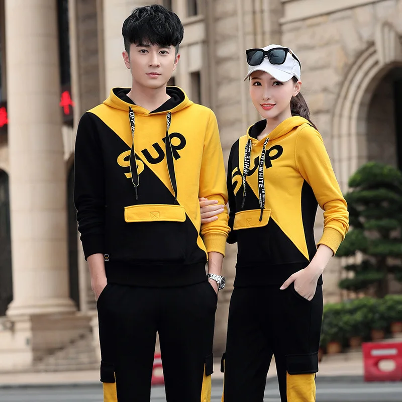 

Autumn Women Men Sport Suit Printed Hoodies Sweatshirt+sweatpant Couples Casual Jogger Running Workout Set Sportswear Tracksuit