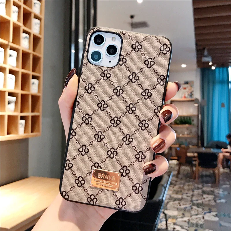 Luxury Brand Leather Case for Apple iPhone 14 13 12 11 Pro Max XR