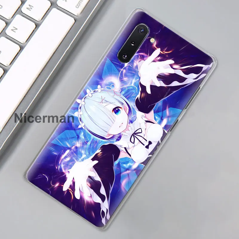 Горячие аниме ReZERO в другом мире телефонные чехлы для samsung Galaxy Note 10 Plus(5G) Note 8 9 10 S10e S10 S8 S9 Plus жесткий чехол