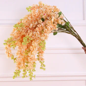 

Model Angling Bean Spray Wisteria Flower 5 Fork Wisteria Wedding Ceiling Floral Hotel Hall Wall Hangers Decoration Artificial Fl