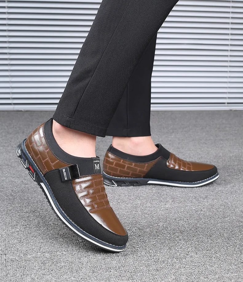 Plus Size 38-48 NEW Leather Men Casual Shoes Brand Mens Loafers Moccasins Breathable Slip On Lace Up Black Driving Shoes H444