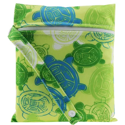 Baby Stroller Waterproof Diaper Hanging Bag Kid Portable Single Zipper Waterproof Reusable Storage Cartoon Printing Wet Dry Bags - Цвет: L
