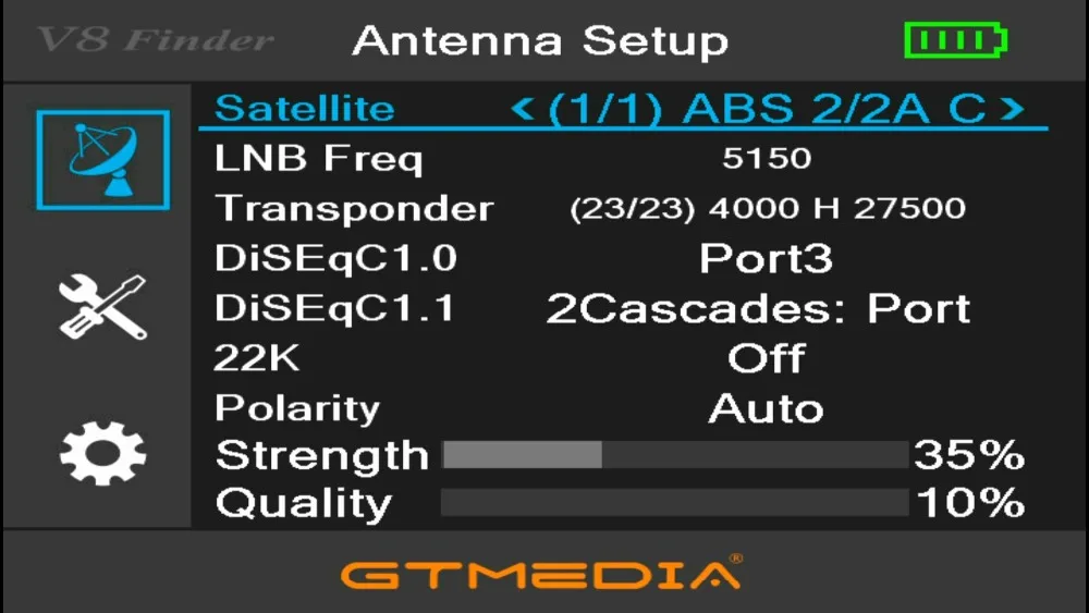 GTmedia V8 прибор обнаружения цифровой спутниковый искатель HD DVB-S2/S2X ACM высокой четкости 3,5 "ЖК-дисплей с аккумулятором 3000 мАч LNB Sat Finder