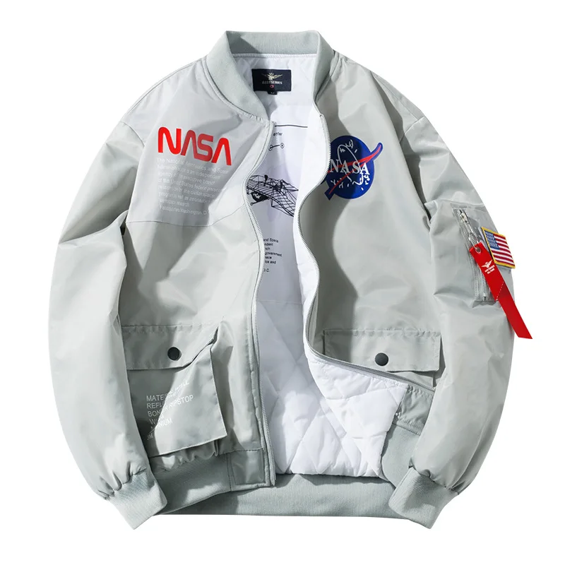 

2019 Winter Amazon New Style Men's Cotton-padded Clothes NASA Joint Pilot Stand-Collar Jacket Plus-sized COUPLE'S Workwear