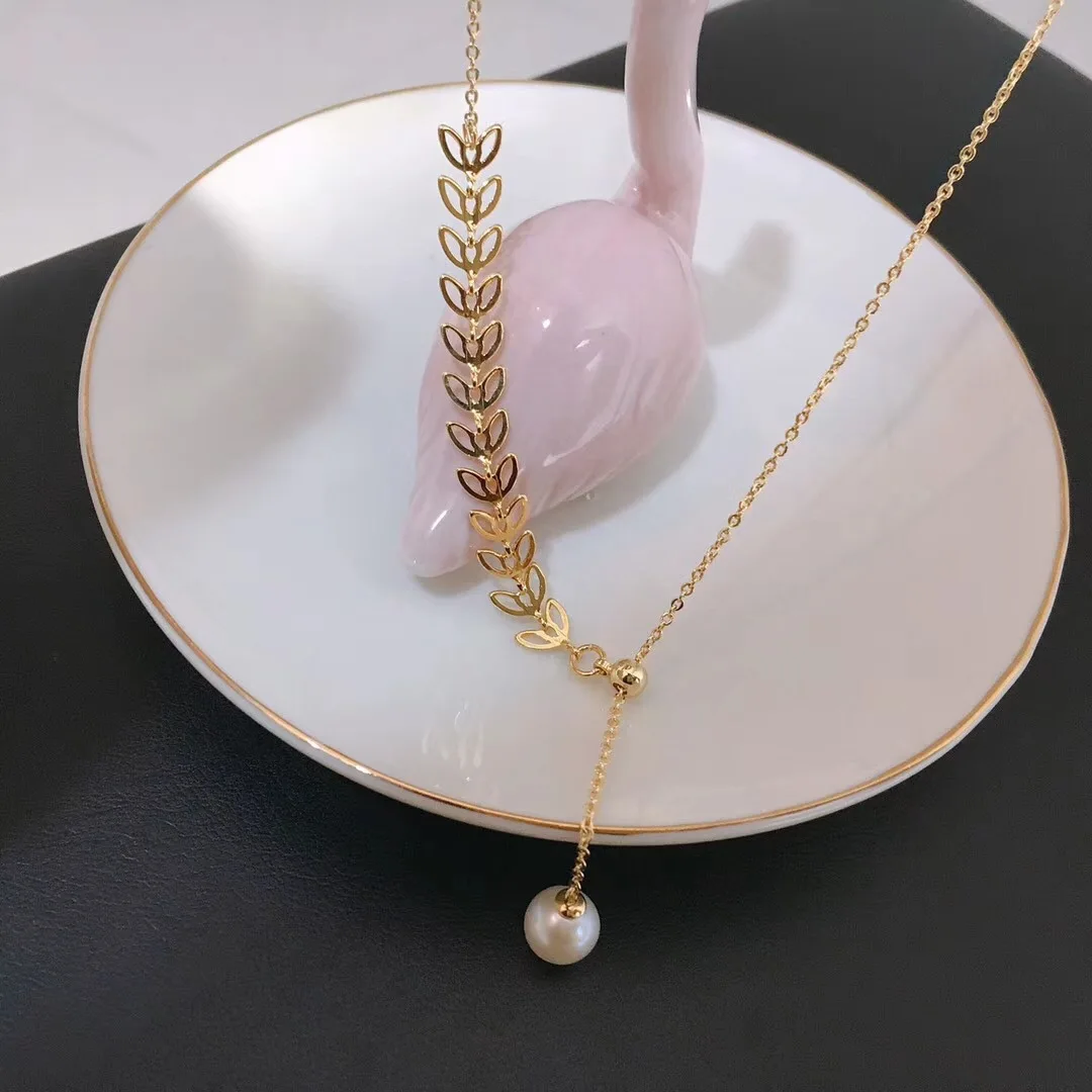 

Butterfly Home Ymxs9a57hi * 14k zhu jin Y Word-diao jie lian 7-8-Size Natural Pearl round Glare Nearly Flawless