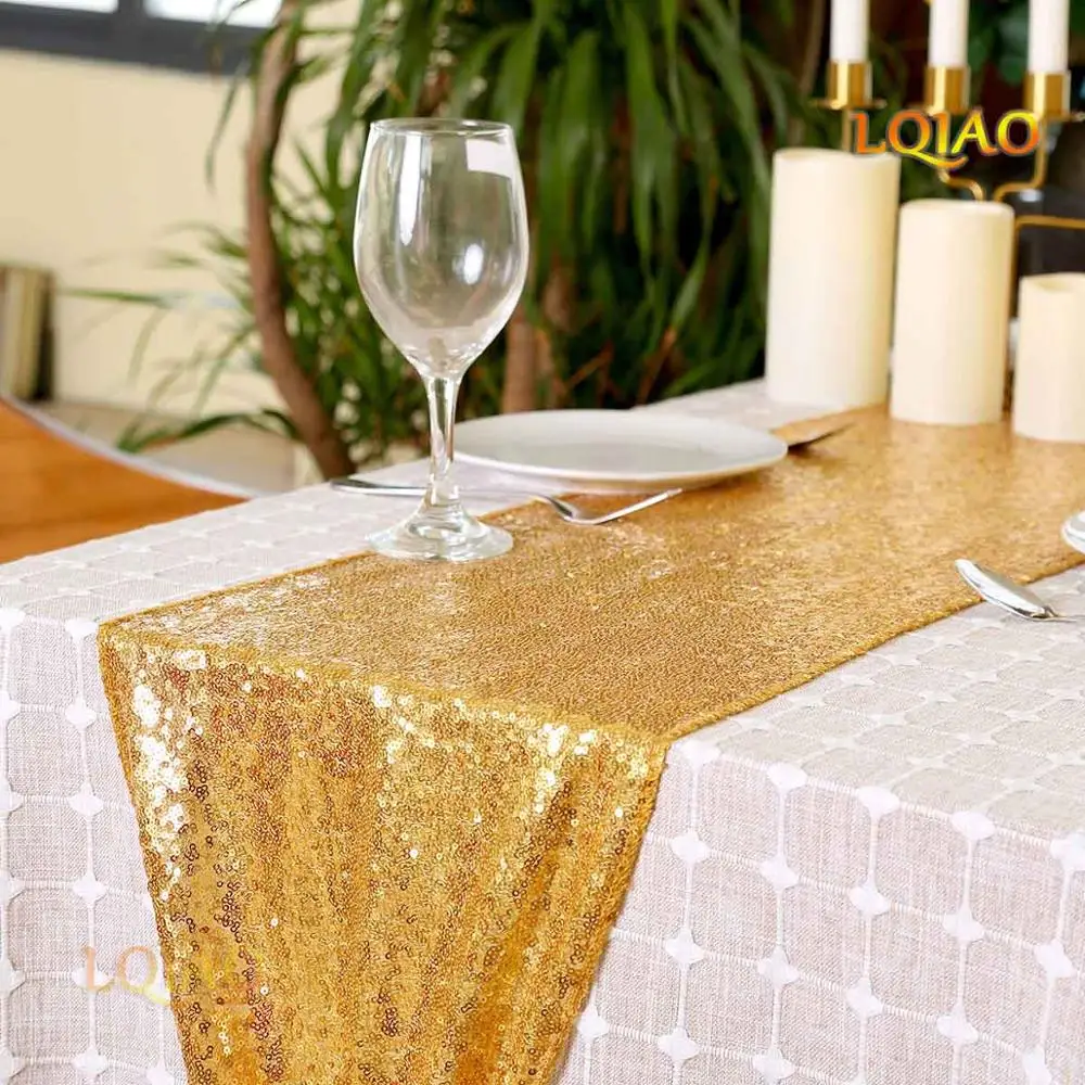 Роскошное Золотое и Серебряное шампанское с блестками, Настольная дорожка для свадебной вечеринки, украшение стола, однотонное Золотое настольное дорожка s 30x180