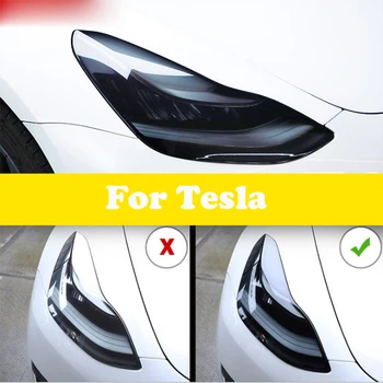 

For Tesla Model 3 TPU Transparent Black Film Car Headlight Protective Film Anti-scratch Sticker Car Styling 2 Pcs For Model S X