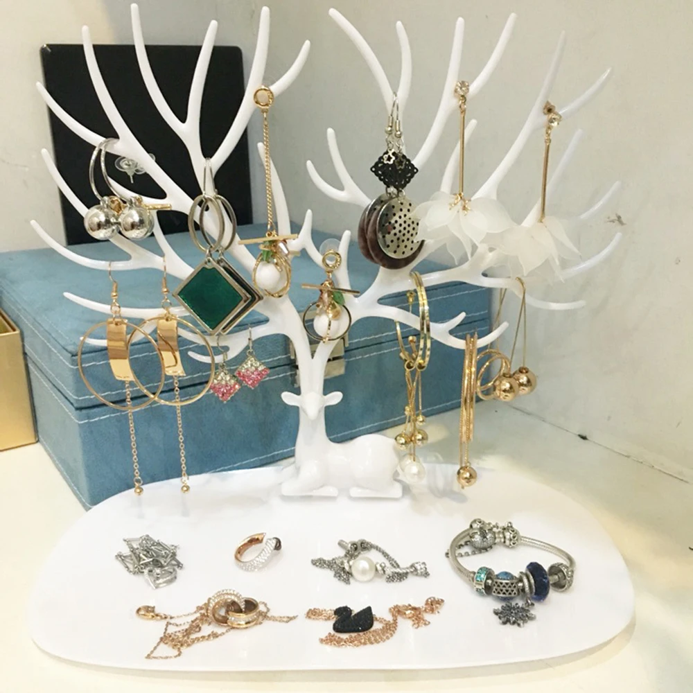 

Deer Earrings Necklace Ring Pendant Bracelet Jewelry Display Stand Tray Tree Storage Racks Organizer Jewelry Shelf Holder