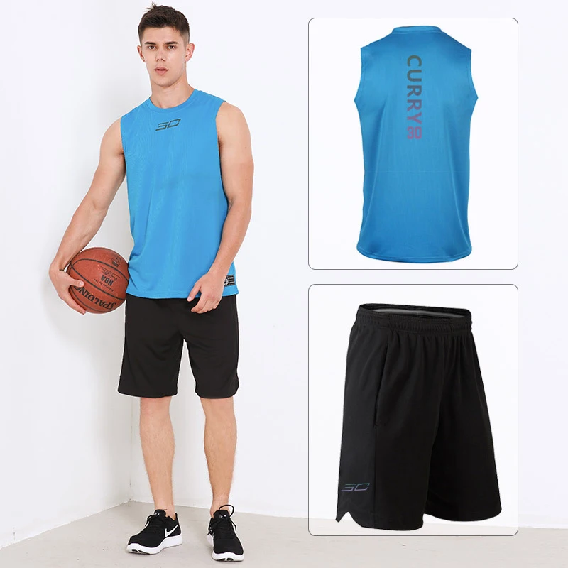 New 1 Set Men's Large Size Loose Basketball Jersey+Shorts Men's Training Competition Basketball Sportswear Sweatshirt Vest