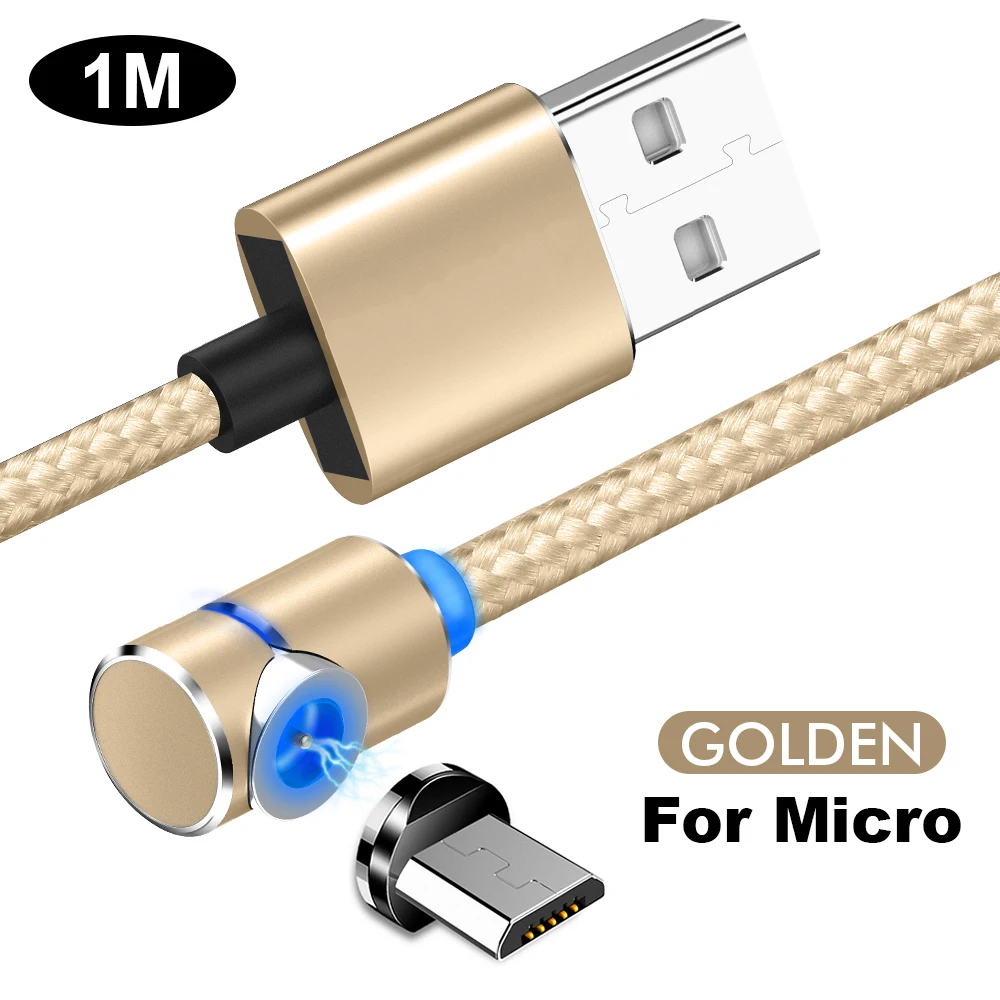 1M Magnetic Cable Micro USB Type C For Samsung Huawei 2A Quick Charge Android Micro USB Magnet Phone Data Cord For Redmi Note 7 - Цвет: Micro USB Gold