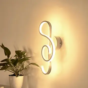 

22W LED Musical Note Shape Wall Lamp Modern Bedside Lamp Decorative Night Light For Bedroom (White, Warm Light)
