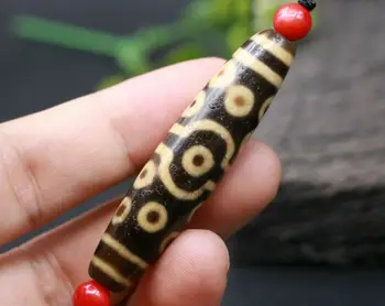 

Energy Tibetan Old Ivory Color Agate 15 eye totem dZi Bead 58mm Talisman Treasure