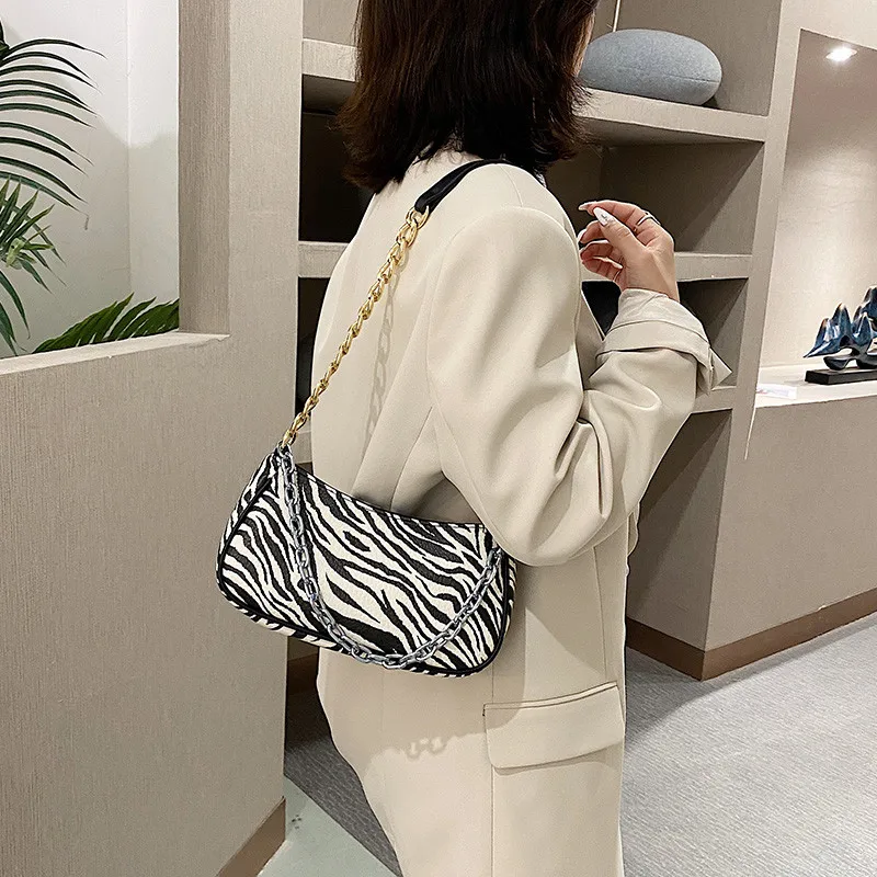 

2020 New Half Moon Bags Fashion Zebra Print Women Shoulderbag Small PU Leather Messenger Crossbody Bags Ladies Simple Travel Bag