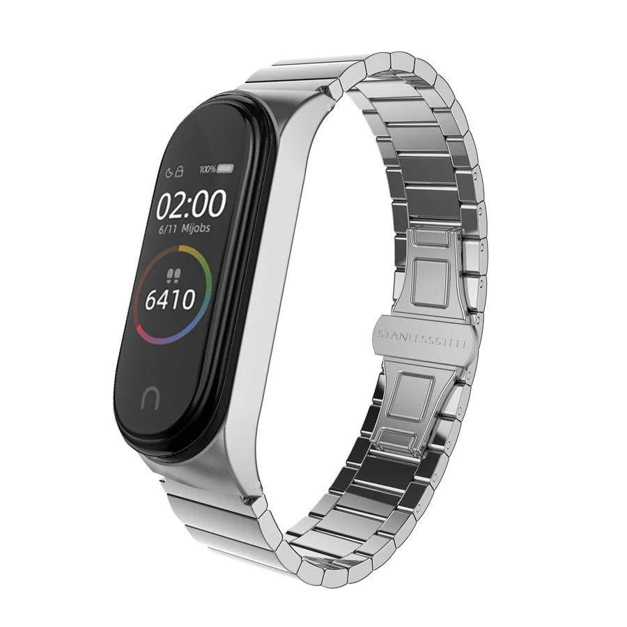 Mi Band 4 3 металлический ремешок из нержавеющей стали универсальный для Xiaomi mi ремешок 3/4 браслет mi Band 4 браслеты бамбуковый дизайн