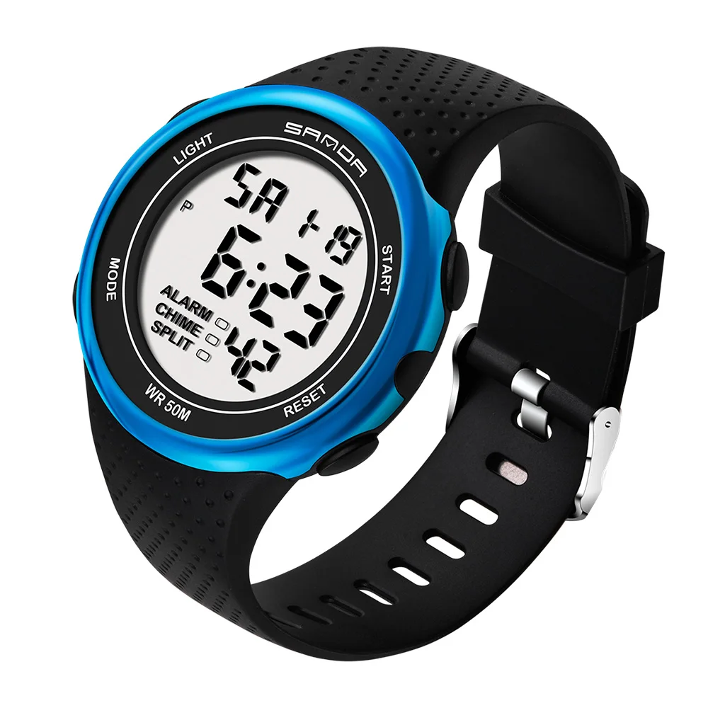 Sanda 375 мужские часы светодиодные цифровые часы Роскошные электронные часы Дайвинг Плавание Спортивные Наручные Часы relogio masculino - Цвет: Синий