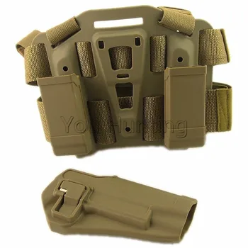 

Hunting Tactical Leg Holster War Game Airsoft CS Thigh Holster Tan Color gun holster for Colt 1911 with magazine pouch