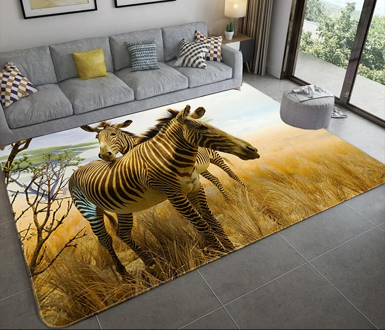 

Animal zebra carpet Square Anti-Skid Area Floor Mat 3D Rug Non-slip Mat Dining Room Living Room Soft Bedroom Carpet style-03