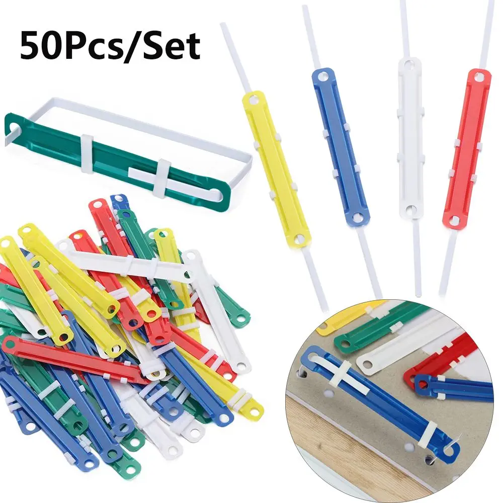 Book Binding Supplies 50 PCs/Set File Paper Fasteners Plastic Binding Clip Two-Hole Loose-leaf Binder