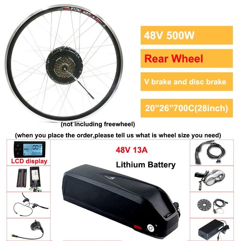 48v15aSam LCD rear Набор преобразования для электрического велосипеда 48v 500w Передняя/Задняя Ступица колеса электрическое преобразование велосипедов Комплект 2" 26" 700C 48V мотор колеса E велосипед комплект - Цвет: 48v15aSam LCD rear